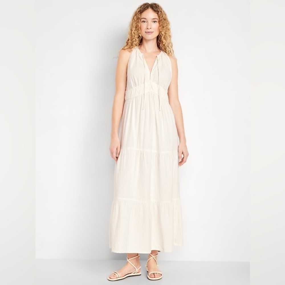NWT Old Navy Women’s Fit & Flare Crinkle Gauze Maxi Dress